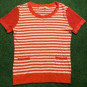 Women’s Hampton Bays Striped Lace Shirt Coral Small